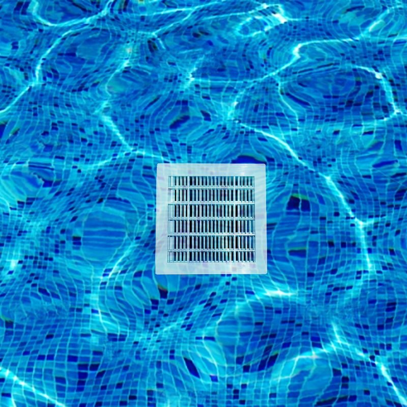 Bonde de fond carrée installée au fond d'une piscine