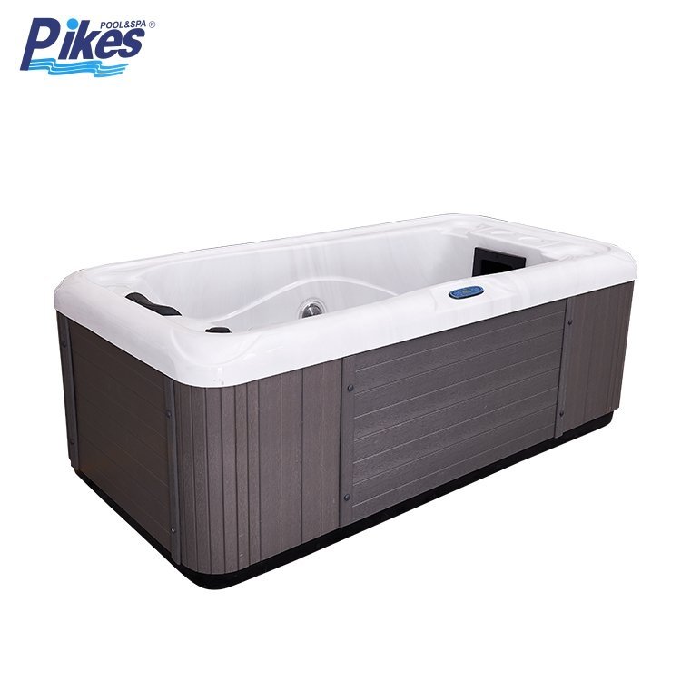 Jacuzzi 2 places PIKES Eco 2 RS, coque acrylique blanche et jupe bois composite gris
