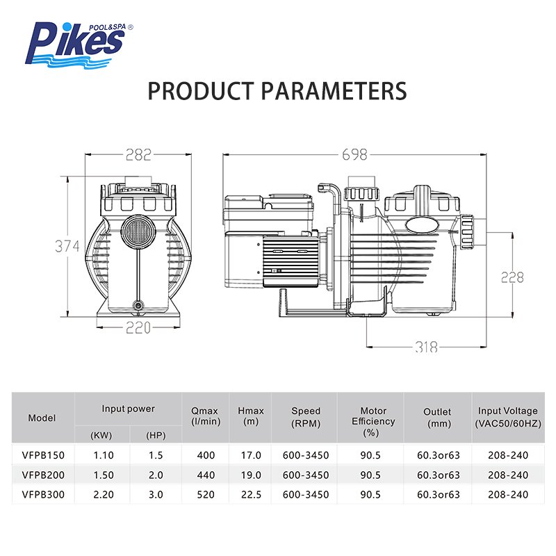 Pompe VFPB Pikes dimensions et specifications